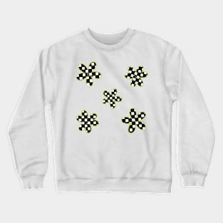 Abstract Checkerboard Flowers - Lime Green Crewneck Sweatshirt